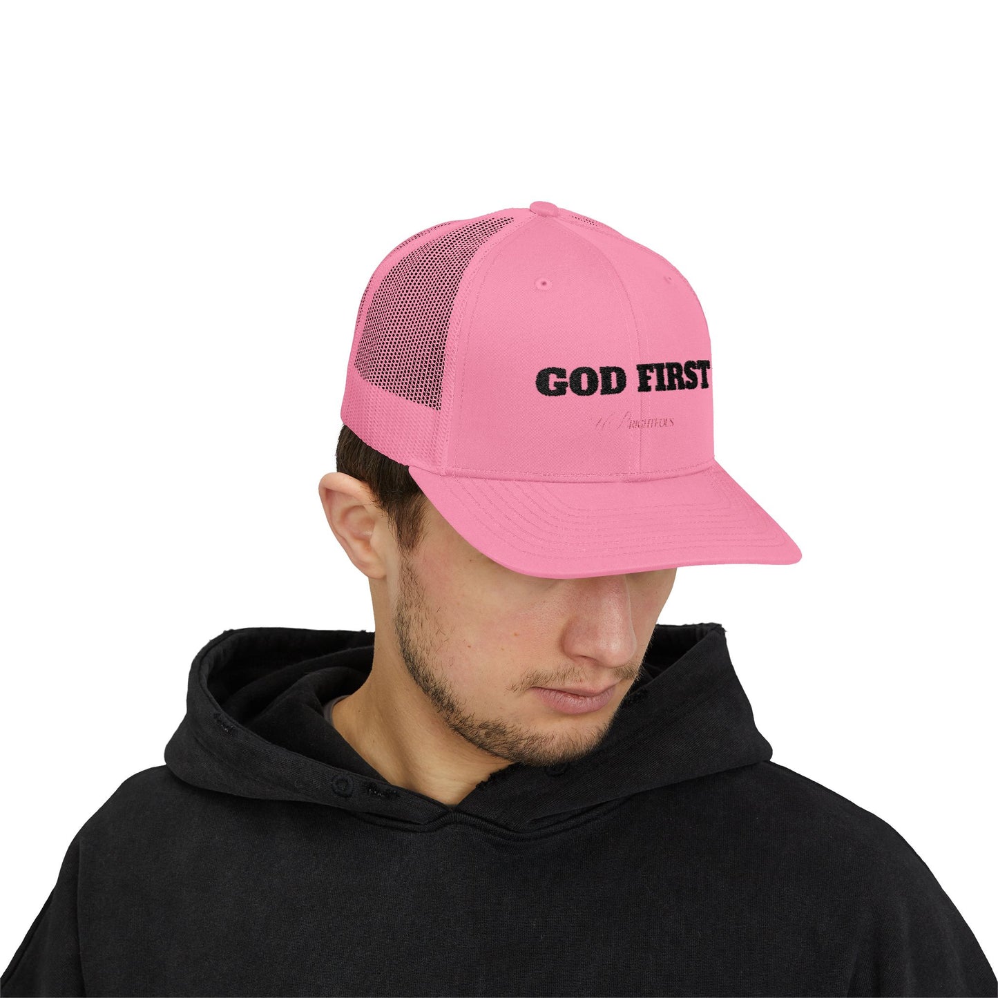 Faith-Inspired Snapback Trucker Cap - God First Hat, Adjustable Cap for Church Events, Casual Wear, Gift for Believers, Religious Fashion