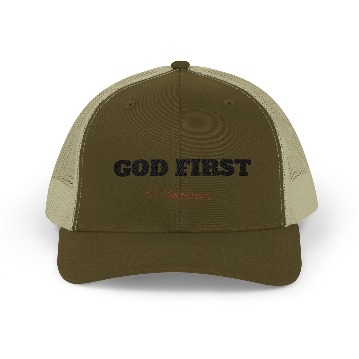 Faith-Inspired Snapback Trucker Cap - God First Hat, Adjustable Cap for Church Events, Casual Wear, Gift for Believers, Religious Fashion
