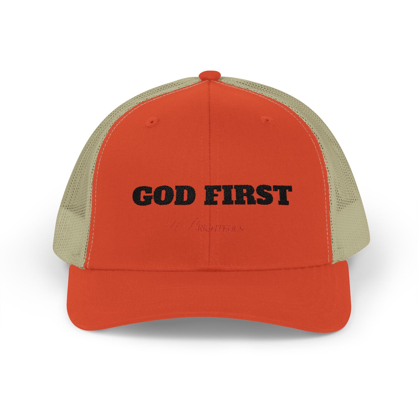 Faith-Inspired Snapback Trucker Cap - God First Hat, Adjustable Cap for Church Events, Casual Wear, Gift for Believers, Religious Fashion