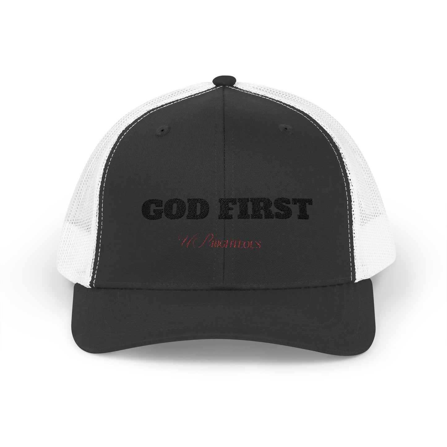 Faith-Inspired Snapback Trucker Cap - God First Hat, Adjustable Cap for Church Events, Casual Wear, Gift for Believers, Religious Fashion