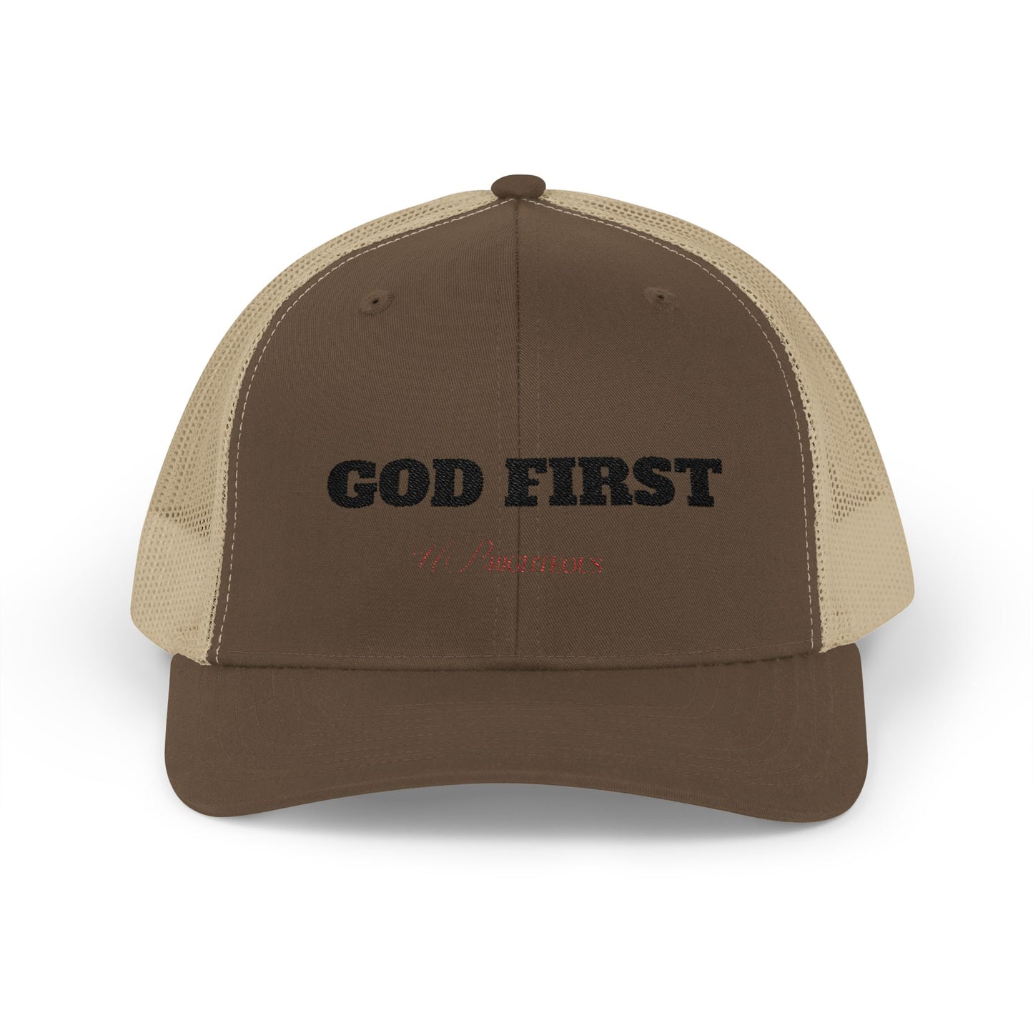 Faith-Inspired Snapback Trucker Cap - God First Hat, Adjustable Cap for Church Events, Casual Wear, Gift for Believers, Religious Fashion